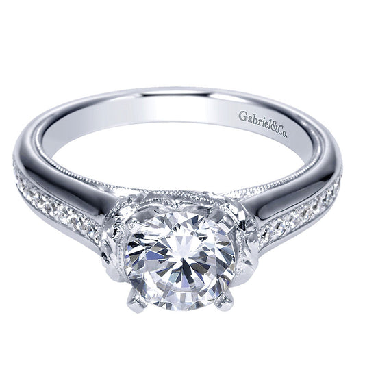 Engagement Ring 14k White Gold Diamond Straight