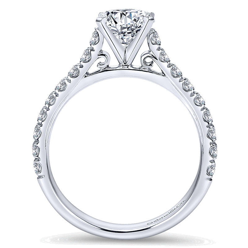 14K White Gold Diamond Straight With Bold Pave Shank 14K White Gold Engagement Ring ER7225W44Jj