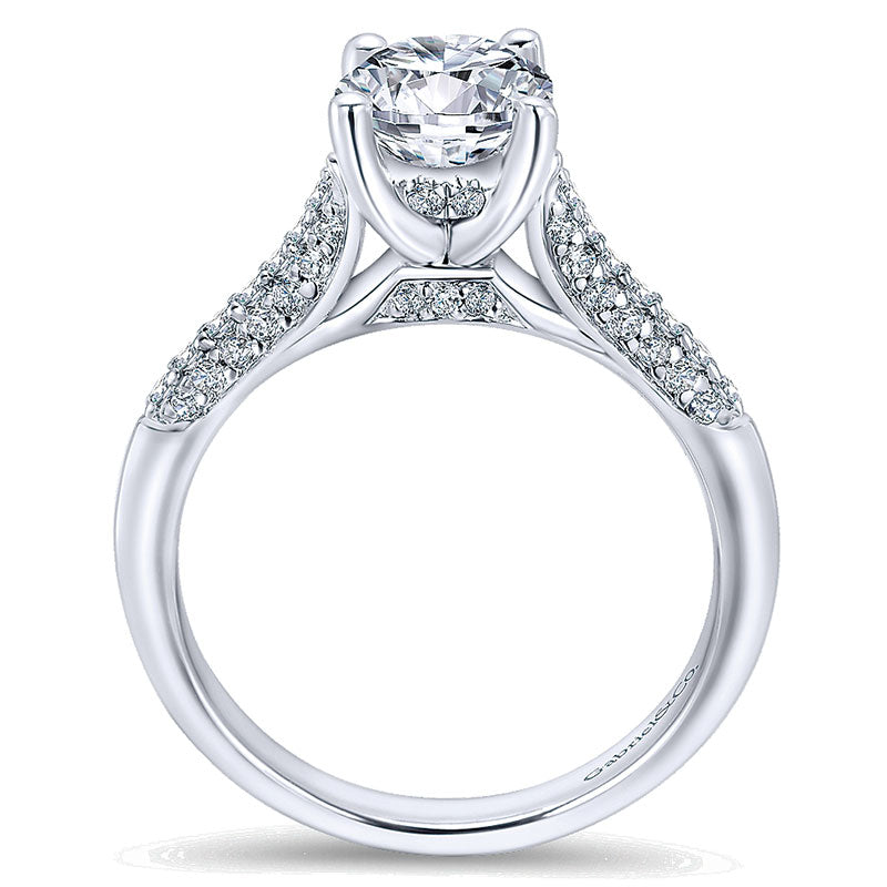 14K White Gold Diamond Straight Micropave With Cathedral Setting 14K White Gold Engagement Ring ER12