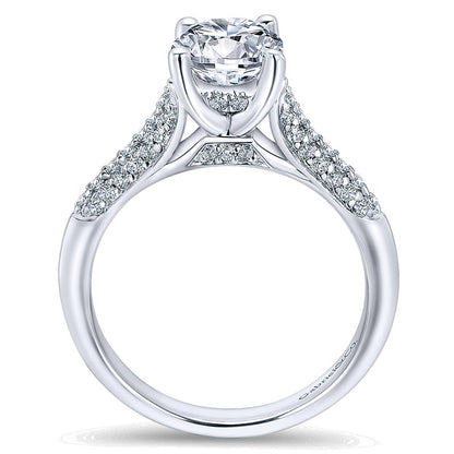 14K White Gold Diamond Straight Micropave With Cathedral Setting 14K White Gold Engagement Ring ER12