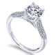 14K White Gold Diamond Straight Micropave With Cathedral Setting 14K White Gold Engagement Ring ER12