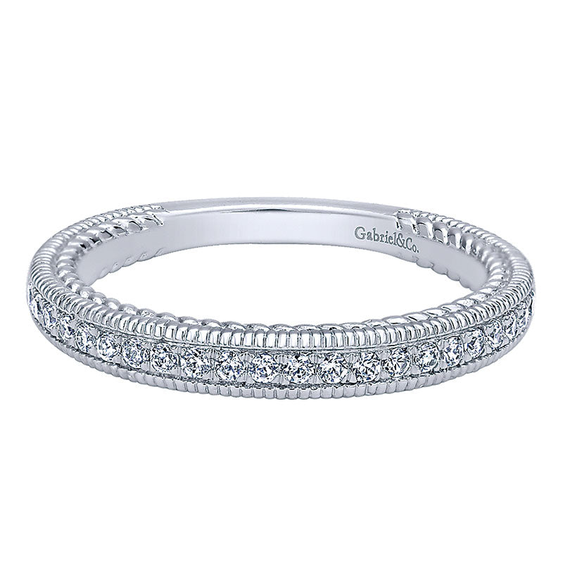 Wedding Band 14k White Gold Diamond Straight