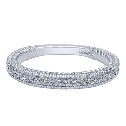 Wedding Band 14k White Gold Diamond Straight