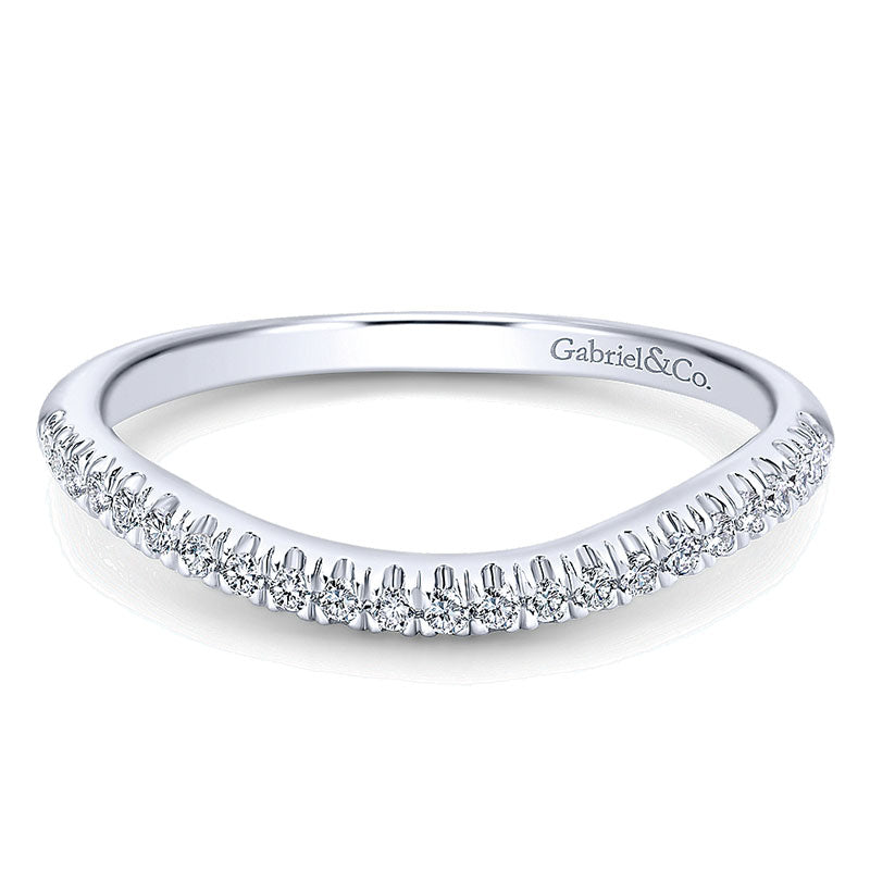 Wedding Band 14k White Gold Diamond Straight
