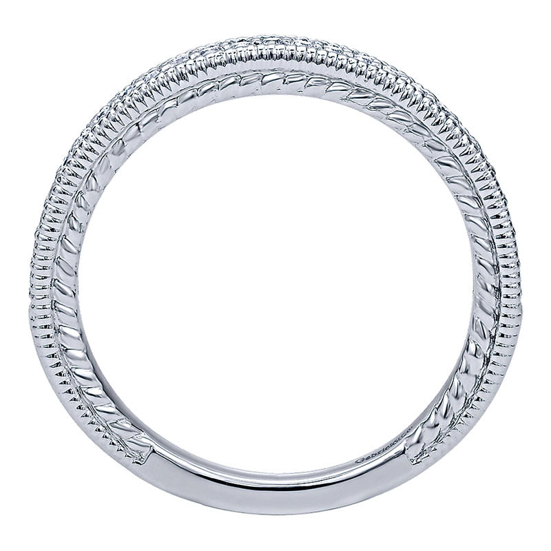 Wedding Band 14k White Gold Diamond Straight
