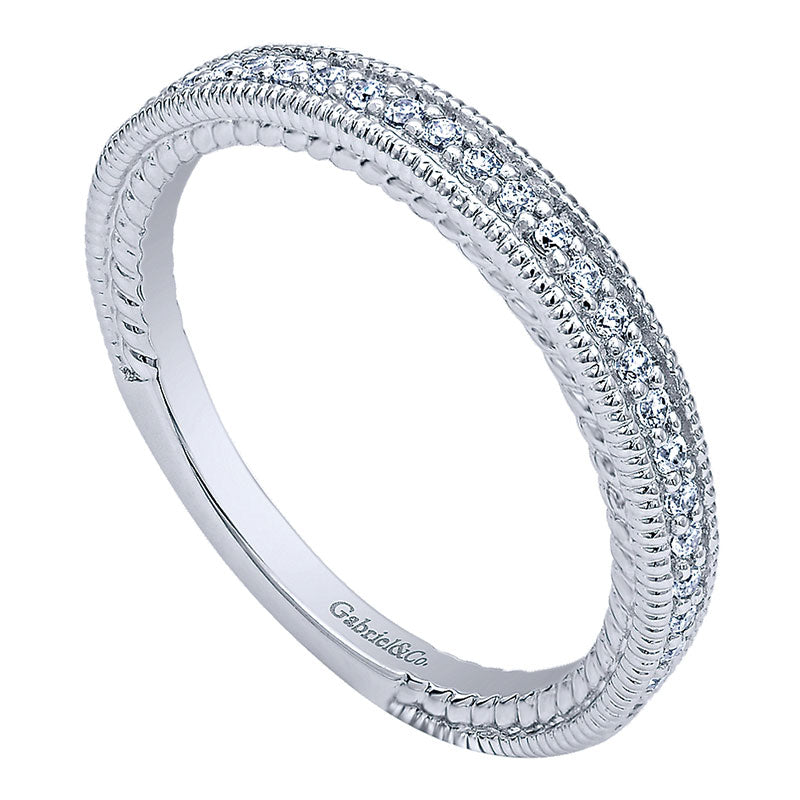 Wedding Band 14k White Gold Diamond Straight