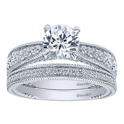 Wedding Band 14k White Gold Diamond Straight