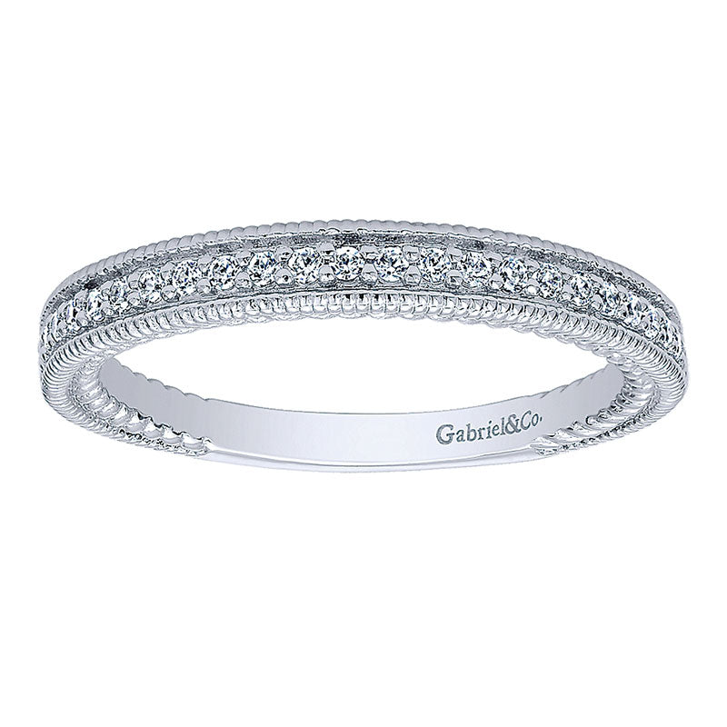 Wedding Band 14k White Gold Diamond Straight