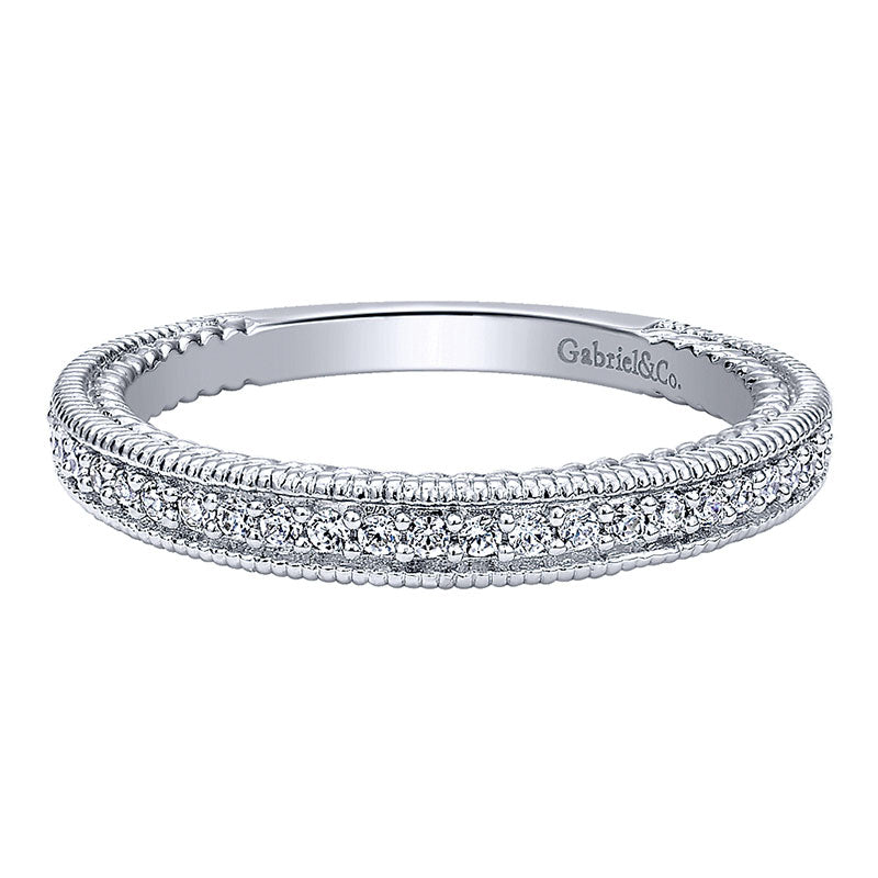 Wedding Band 14k White Gold Diamond Straight