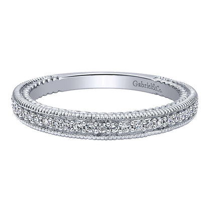Wedding Band 14k White Gold Diamond Straight