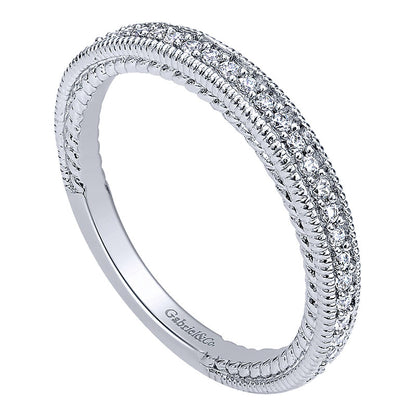 Wedding Band 14k White Gold Diamond Straight