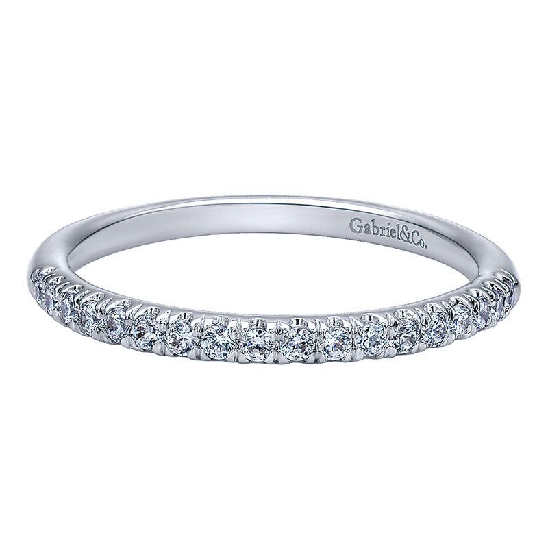 Wedding Band 14k White Gold Diamond Straight