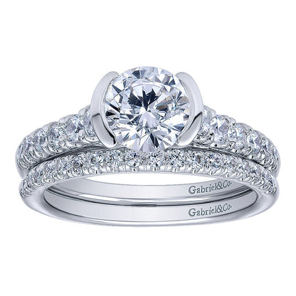 Wedding Band 14k White Gold Diamond Straight