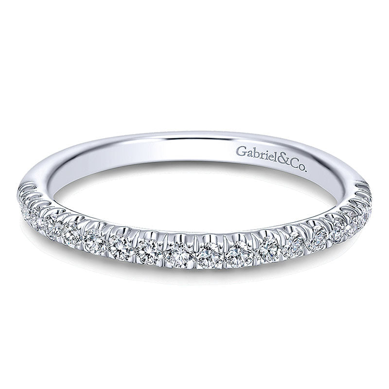 Wedding Band 14k White Gold Diamond Straight