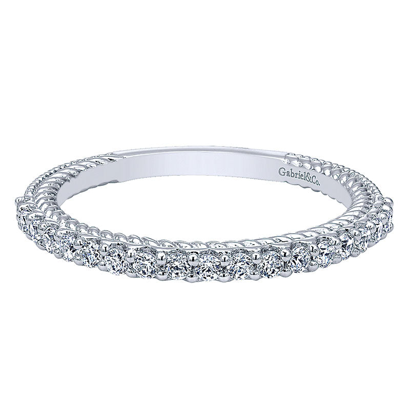 Wedding Band 14k White Gold Diamond Straight