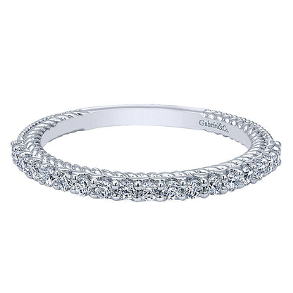 Wedding Band 14k White Gold Diamond Straight