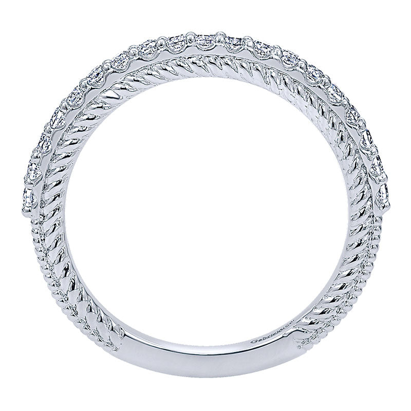 Wedding Band 14k White Gold Diamond Straight
