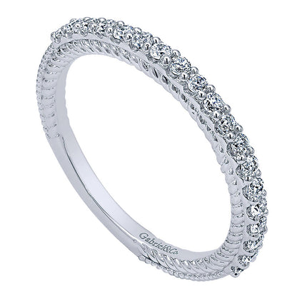 Wedding Band 14k White Gold Diamond Straight