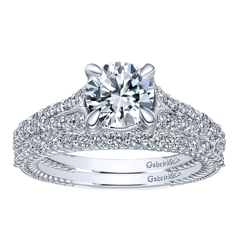 Wedding Band 14k White Gold Diamond Straight