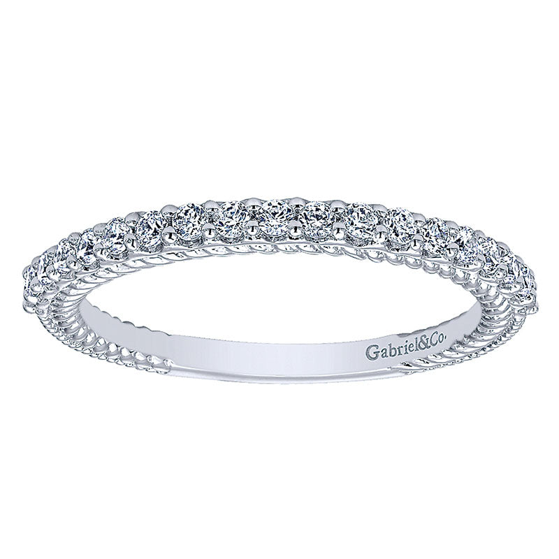 Wedding Band 14k White Gold Diamond Straight