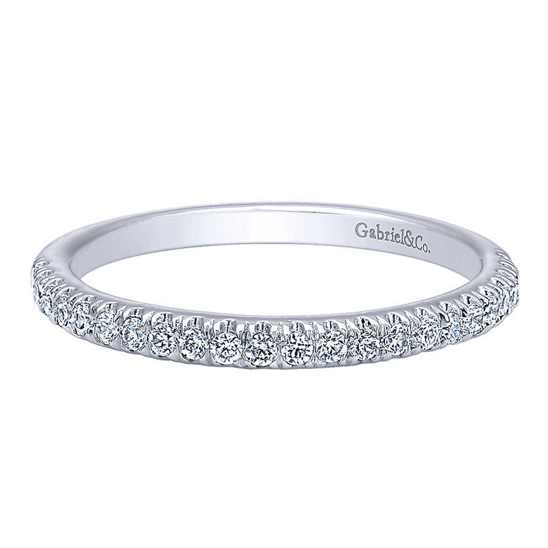 Wedding Band 14k White Gold Diamond Straight