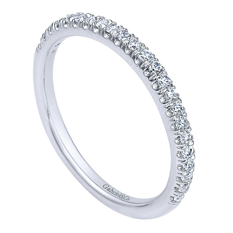 Wedding Band 14k White Gold Diamond Straight