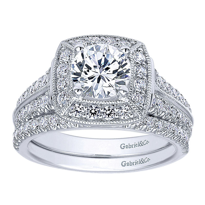 Wedding Band 14k White Gold Diamond Straight
