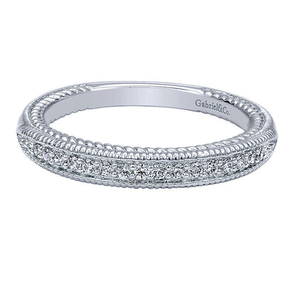 Wedding Band 14k White Gold Diamond Straight