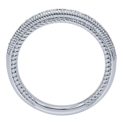 Wedding Band 14k White Gold Diamond Straight