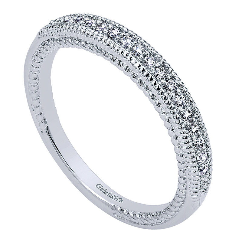 Wedding Band 14k White Gold Diamond Straight