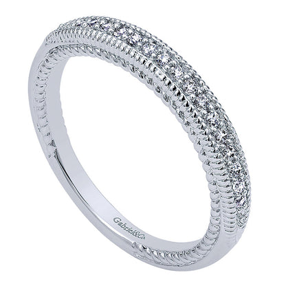 Wedding Band 14k White Gold Diamond Straight