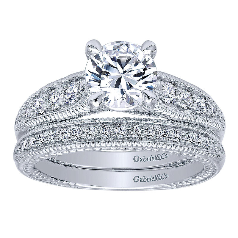 Wedding Band 14k White Gold Diamond Straight