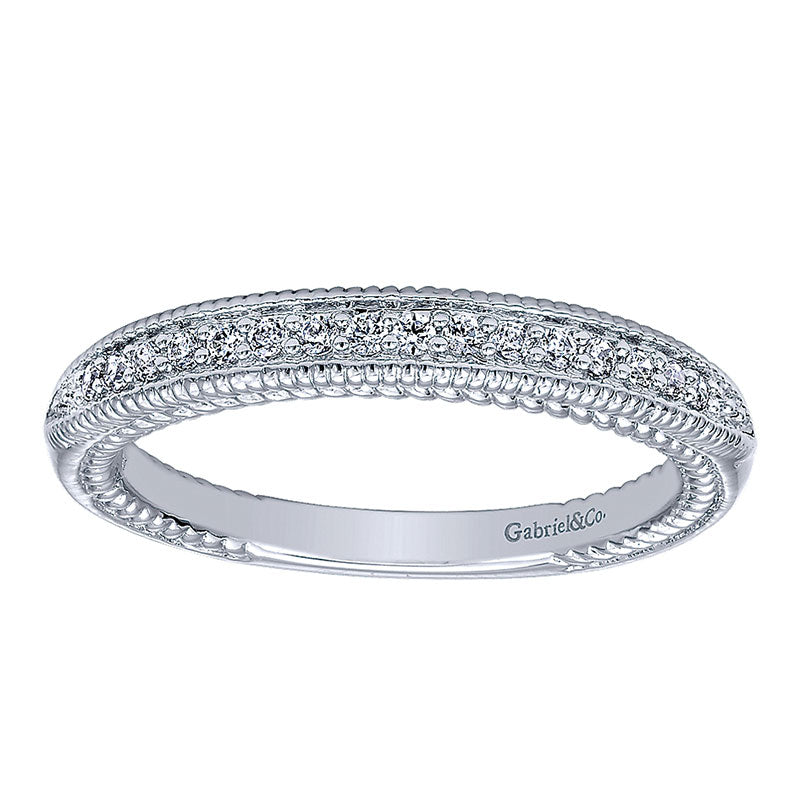 Wedding Band 14k White Gold Diamond Straight