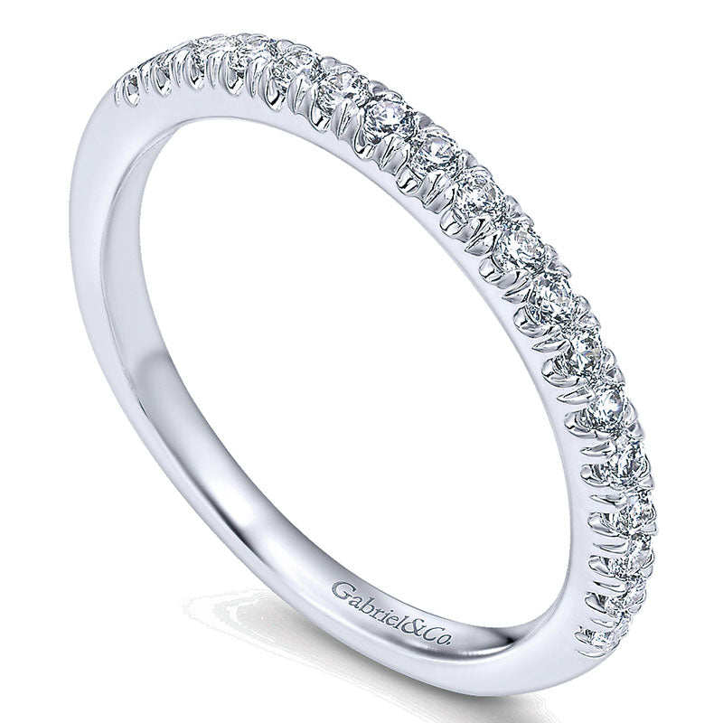 Wedding Band 14k White Gold Diamond Straight