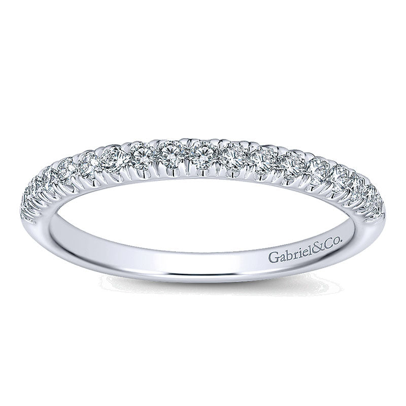 Wedding Band 14k White Gold Diamond Straight