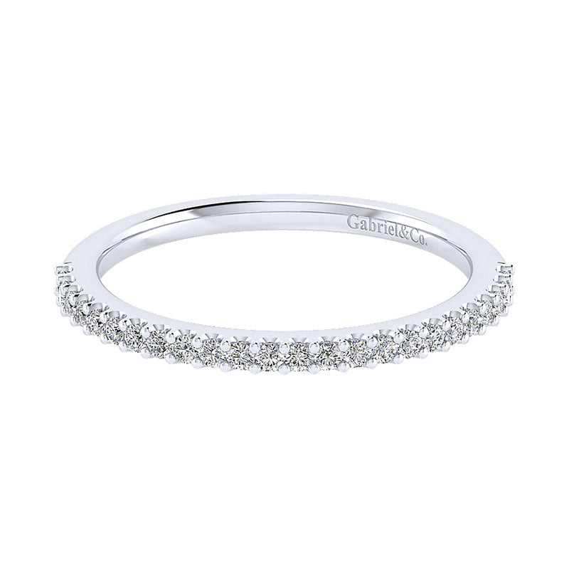 Wedding Band 14k White Gold Diamond Straight