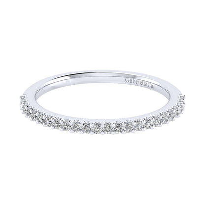 Wedding Band 14k White Gold Diamond Straight