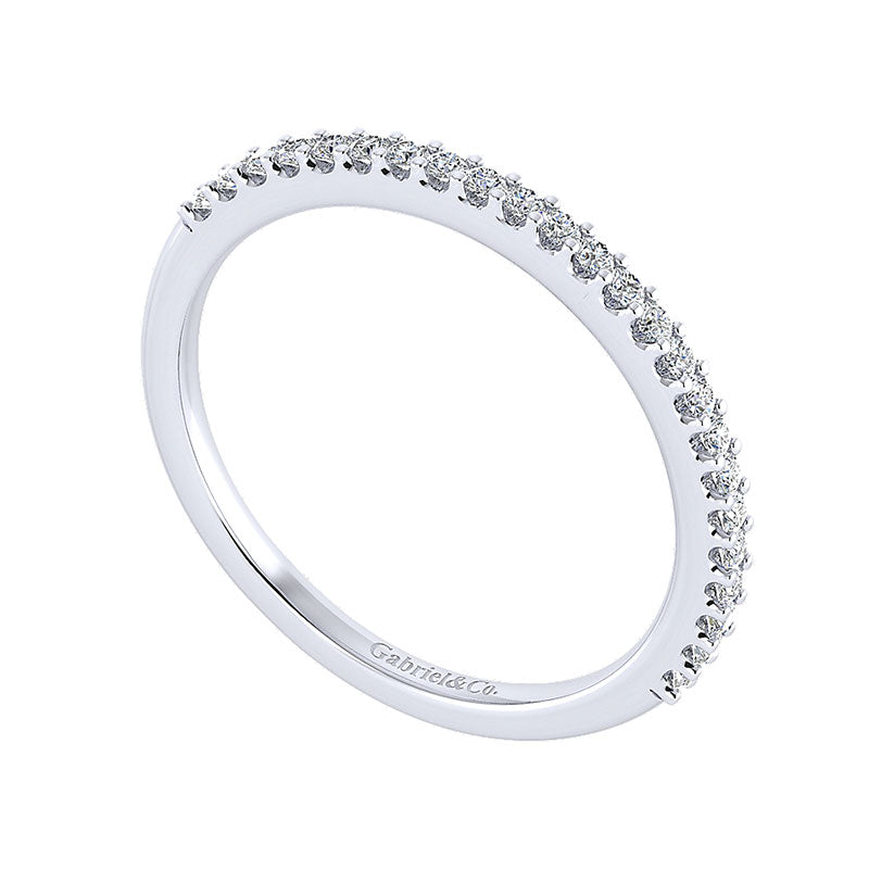 Wedding Band 14k White Gold Diamond Straight