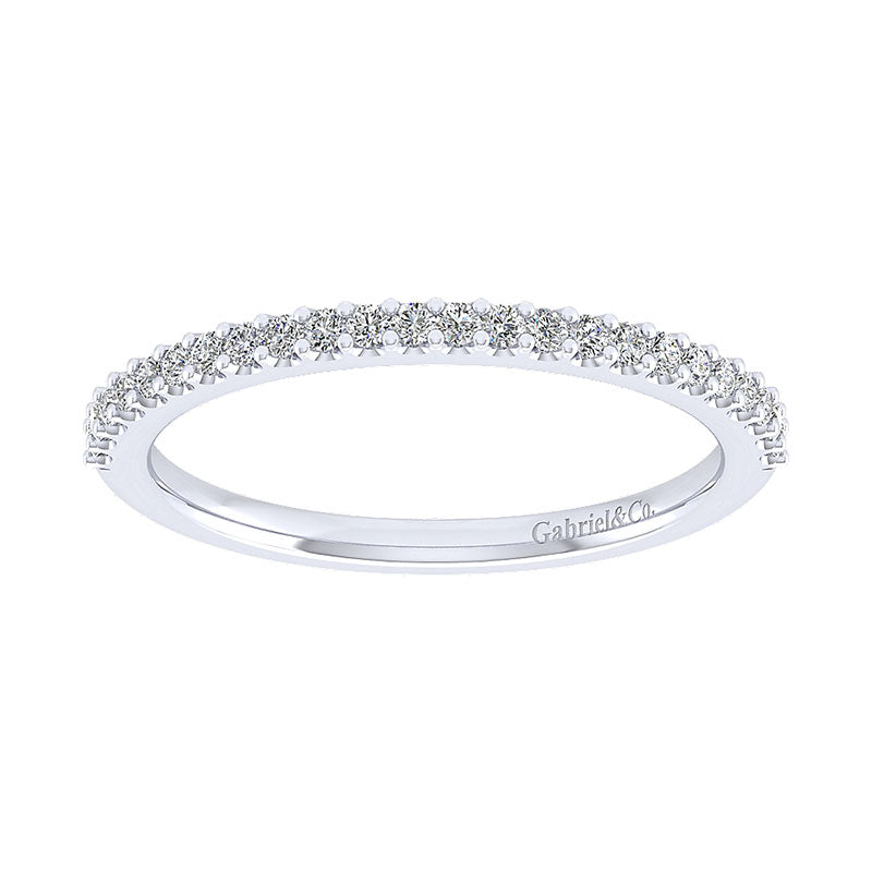 Wedding Band 14k White Gold Diamond Straight