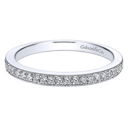 Wedding Band 14k White Gold Diamond Straight