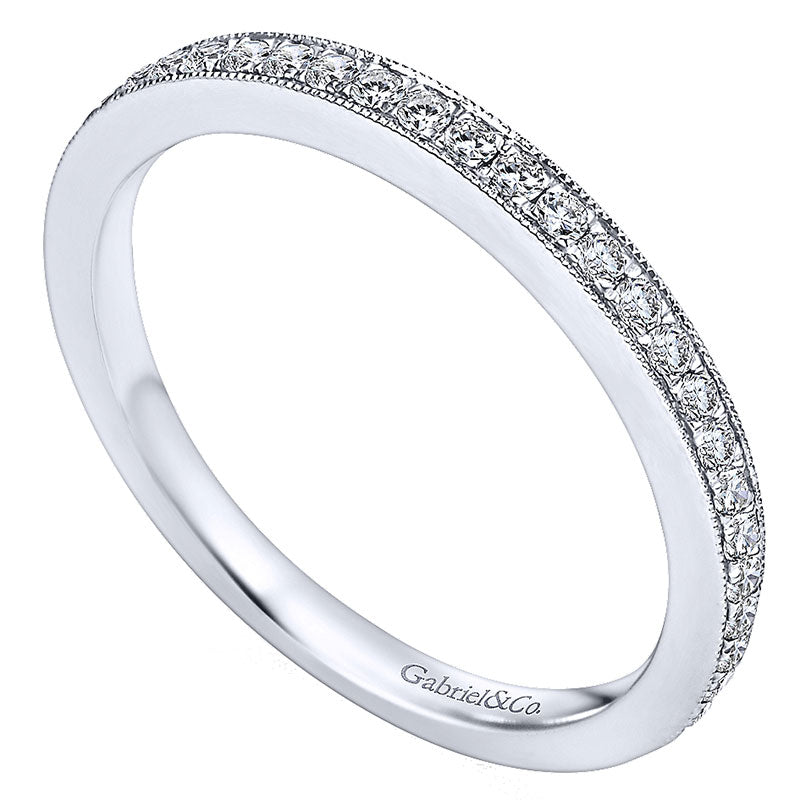 Wedding Band 14k White Gold Diamond Straight