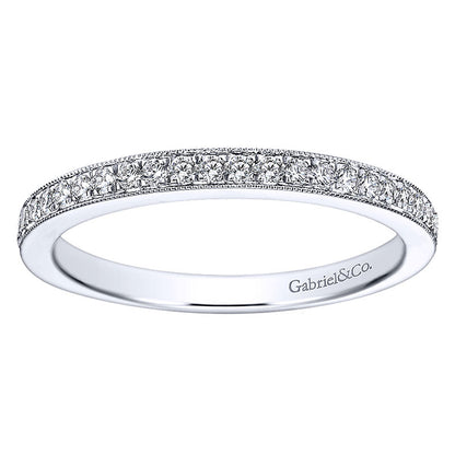 Wedding Band 14k White Gold Diamond Straight