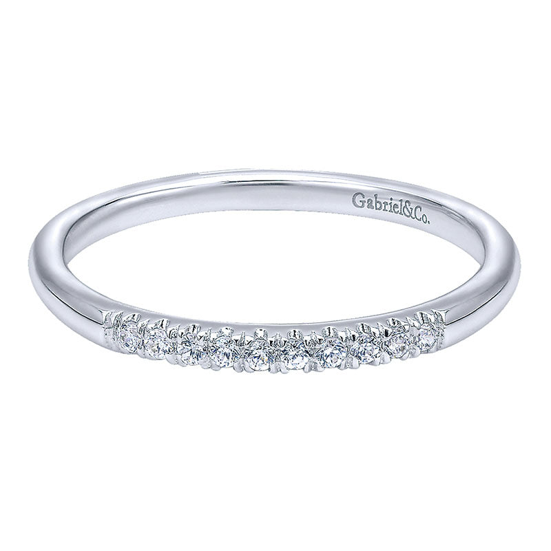 Wedding Band 14k White Gold Diamond Straight
