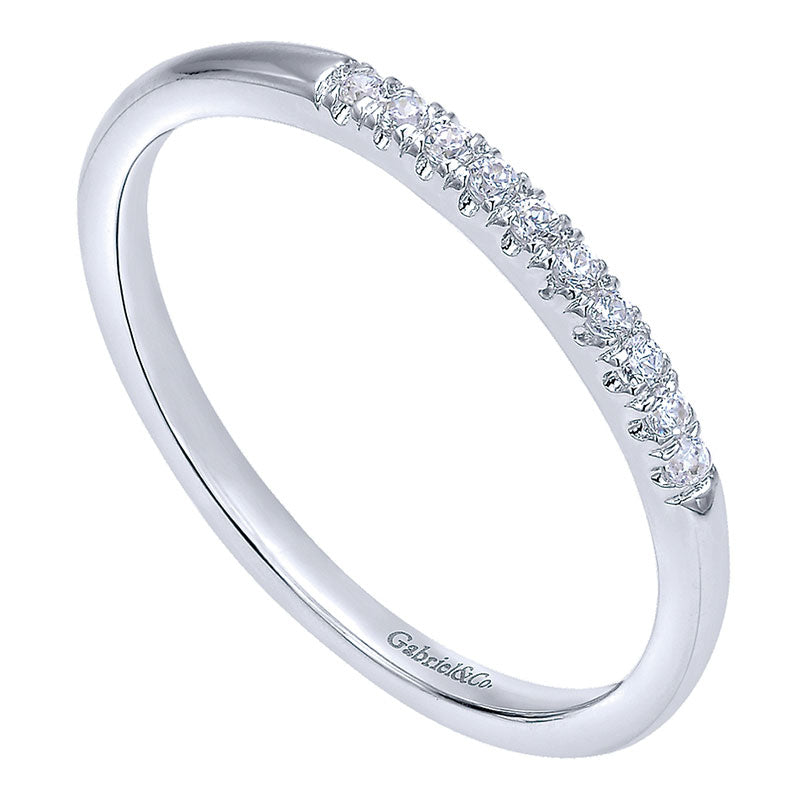 Wedding Band 14k White Gold Diamond Straight