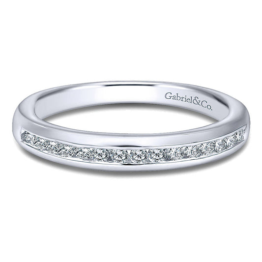 Wedding Band 14k White Gold Diamond Straight