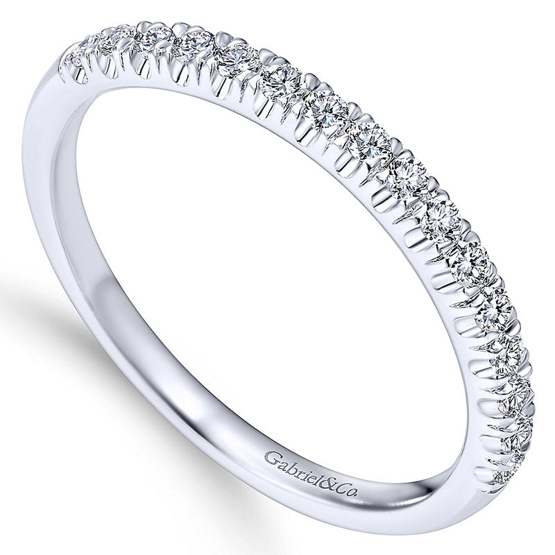 Wedding Band 14k White Gold Diamond Straight