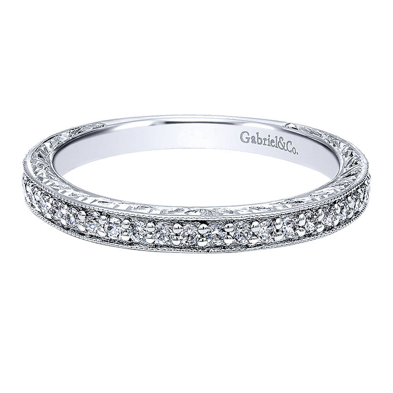 Wedding Band 14k White Gold Diamond Straight