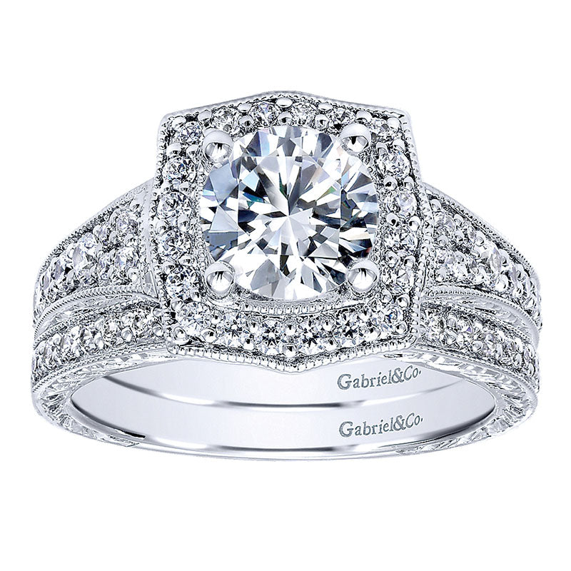Wedding Band 14k White Gold Diamond Straight