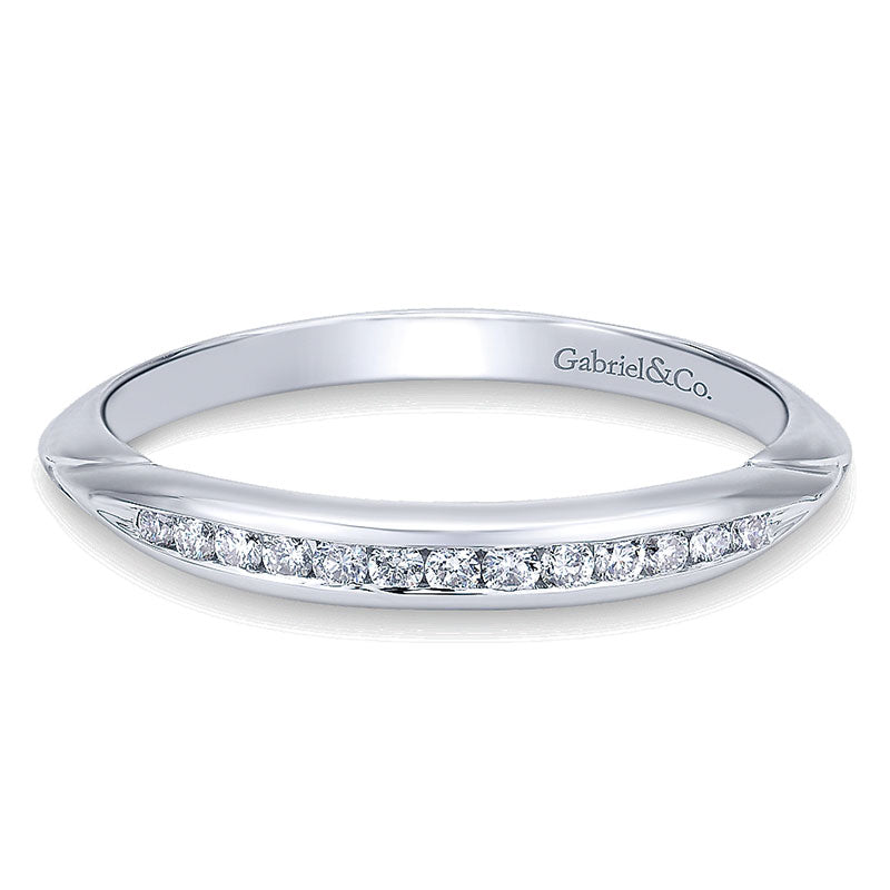 Wedding Band 14k White Gold Diamond Straight
