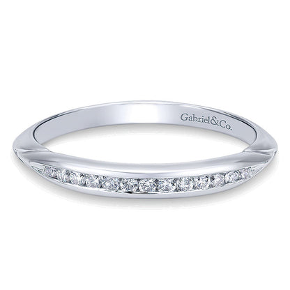 Wedding Band 14k White Gold Diamond Straight